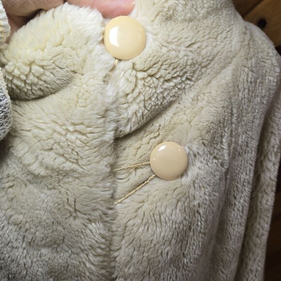 Vintage‎ 80s Neiman Marcus Womens Faux Fur Heavy Coat Medium Glam City Cream - Picture 5 of 13